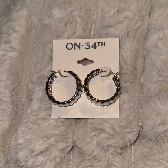 ON 34TH Silver Hoop Earrings - Picture 1 of 3